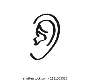 Human ear on a white background. Symbol. Vector illustration.