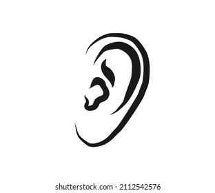 Human ear on a white background. Sketch. Vector illustration.
