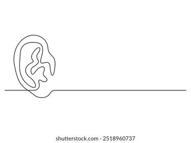 Human ear one continuous line drawing vector illustration