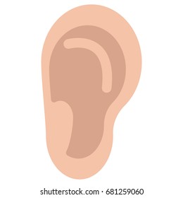 Human ear organ icon, vector illustration flat style design isolated on white. Colorful graphics