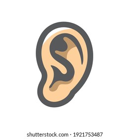 Human Ear Organ Vector icon Cartoon illustration