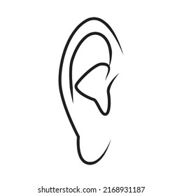 human ear out line. vector. on white background