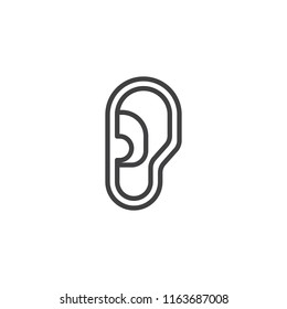 Human ear outline icon. linear style sign for mobile concept and web design. Listening simple line vector icon. Symbol, logo illustration. Pixel perfect vector graphics