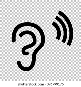 Human ear sign. Flat style icon on transparent background