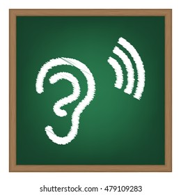 Human ear sign. Flat style black icon on white.