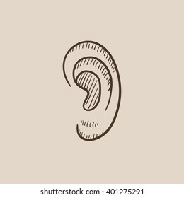 Human ear sketch icon.