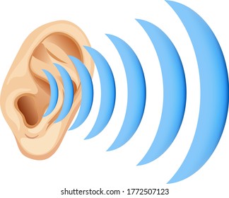 Human ear with sound wave illustration