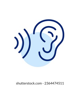 Human ear with sound waves symbol. Pixel perfect icon