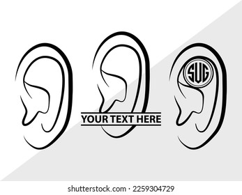 Silución de pantalla de vectores de monograma SVG de oído humano