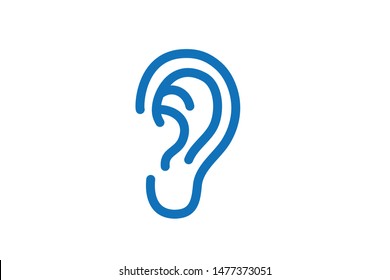 Human ear vector icon (blue version)