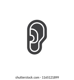Human ear vector icon. filled flat sign for mobile concept and web design. Listening simple solid icon. Symbol, logo illustration. Pixel perfect vector graphics