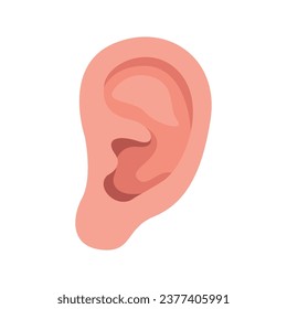 Human ear vector image, sense of hearing, five human senses, colored flat vector illustration
