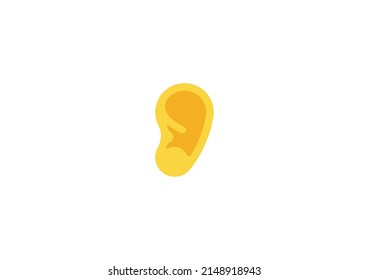 Human Ear Vector Isolated Emoticon. Ear Icon