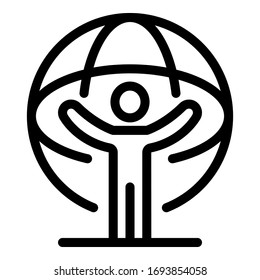 Human Earth gravity icon. Outline human Earth gravity vector icon for web design isolated on white background