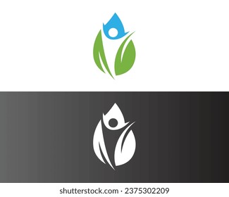 Human eco water drop logo template design vector.