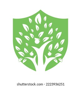Design-Vorlage für Logo-Designs für menschliche Bildungsbaum. Schüler mit Graduation Cap Logo Vektorgrafik.	