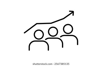 Human efficiency, grow skill outline icon, person and arrow pointing up. Vector