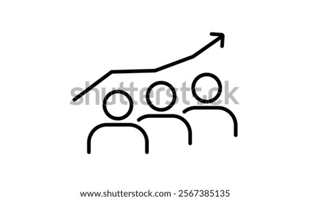 Human efficiency, grow skill outline icon, person and arrow pointing up. Vector