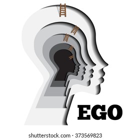 Human Ego Vector Illustration. Applique With Realistic Shadows.