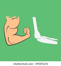 human elbow joint icon hand strong power muscle - vector