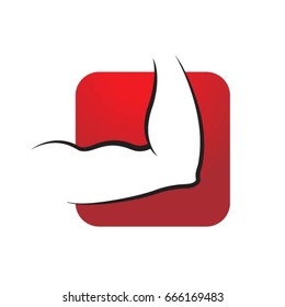 human elbow over red square-vector drawing