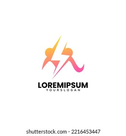 human electric gradient logo design 