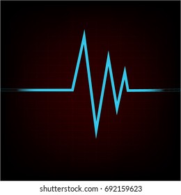 human electrocardiogram on dark red background