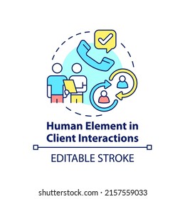 Human element in client interactions concept icon. Customer behavior trend abstract idea thin line illustration. Isolated outline drawing. Editable stroke. Arial, Myriad Pro-Bold fonts used