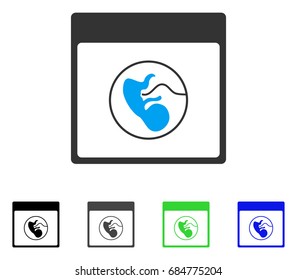 Human Embryo Calendar Page flat vector icon. Colored human embryo calendar page gray, black, blue, green icon variants. Flat icon style for graphic design.