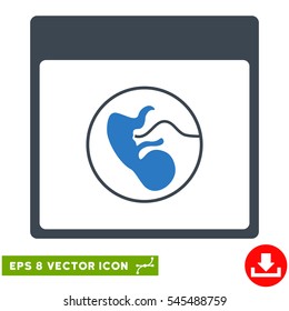 Human Embryo Calendar Page icon. Vector EPS illustration style is flat iconic bicolor symbol, smooth blue colors.