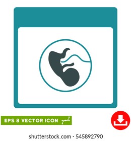 Human Embryo Calendar Page icon. Vector EPS illustration style is flat iconic bicolor symbol, soft blue colors.