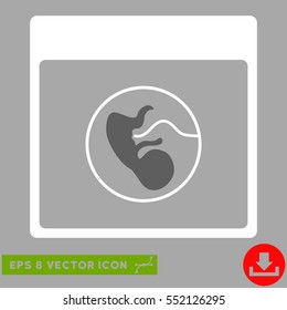 Human Embryo Calendar Page icon. Vector EPS illustration style is flat iconic bicolor symbol, dark gray and white colors.