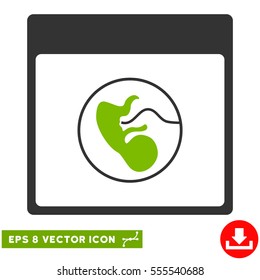 Human Embryo Calendar Page icon. Vector EPS illustration style is flat iconic bicolor symbol, eco green and gray colors.