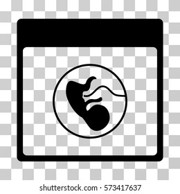 Human Embryo Calendar Page icon. Vector illustration style is flat iconic symbol, black color, transparent background. Designed for web and software interfaces.