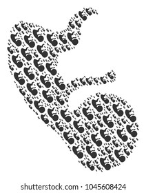 Human Embryo figure organized in the group of human embryo pictograms. Vector iconized collage done from simple items.