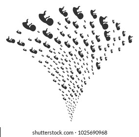 Human Embryo fireworks fountain. Vector illustration style is flat iconic symbols. Object fountain made from random pictograms as human embryo fireworks.