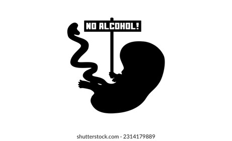 a human embryo holds a banner with the words "No alcohol"