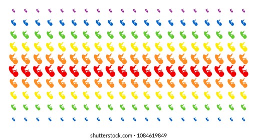 Human Embryo icon spectrum halftone pattern. Vector symbols arranged into halftone matrix with vertical rainbow colors gradient. Constructed for backgrounds, covers, templates and abstract effects.