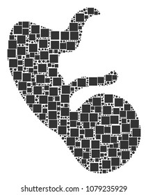 Human Embryo mosaic icon of square figures and circle particles in variable sizes. Vector objects are organized into human embryo collage design concept.