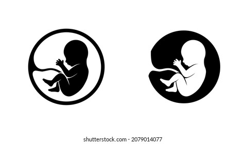 Human embryo on a white background. Pregnancy icon. Medical genetics sign. Obstetrics symbol. Extra corporal fertilization. Copy space. Vector illustration