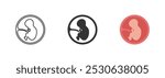 Human embryo set icon. Foetus baby isolated icons. Vector illustration