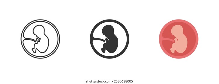 Ikone des menschlichen Embryos. Fötus Baby isolierte Symbole. Vektorgrafik