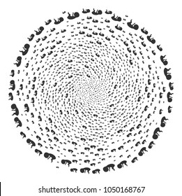 Human Embryo swirl explosion. Element twirl created from random human embryo symbols. Vector illustration style is flat iconic symbols.