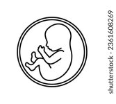 Human Embryo in the Womb Icon. Fetus Logo. Vector
