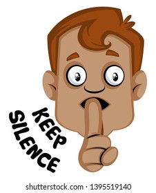 Human emoji with keep silence expression, illustration, vector on white background.