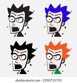 Human emotions in cartoon style in different colors