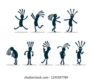 Human emotions expressed through the body and eyes of a funny character.