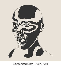 Human emotions expression vector illustration. Isolated avatar of the expressions face. Emotional head illustration. Terrified person