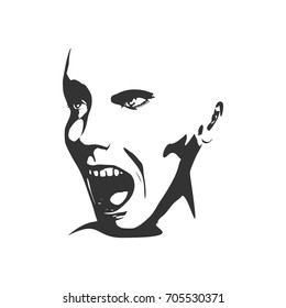 Human emotions expression vector illustration. Isolated avatar of the expressions face. Emotional head illustration. Terrified person