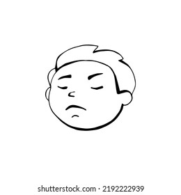 Human emotions offended face black and white drawing on a white background